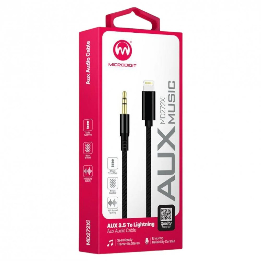 6955009902722 - MD272XI MICRODIGIT AUX 3.5MM TO LIGHTNING CABLE